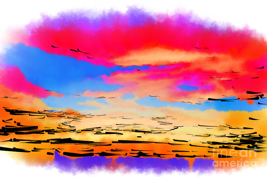Colorful Abstract Sunset Digital Art by Kirt Tisdale