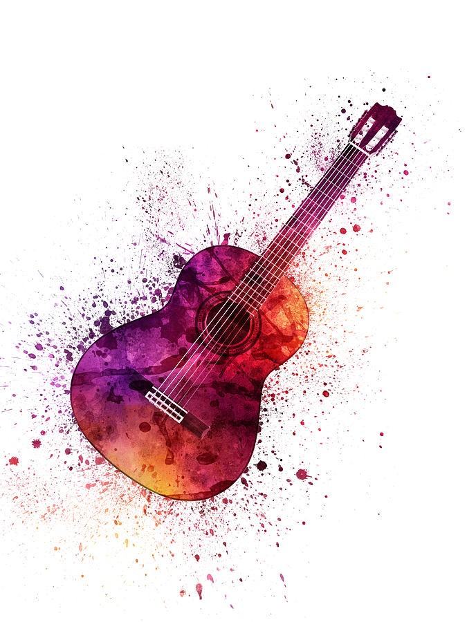 Colorful Acoustic Guitar 04 Painting