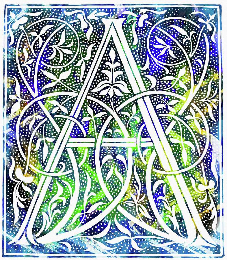 Colorful Ancient Alphabet Letter A Mixed Media