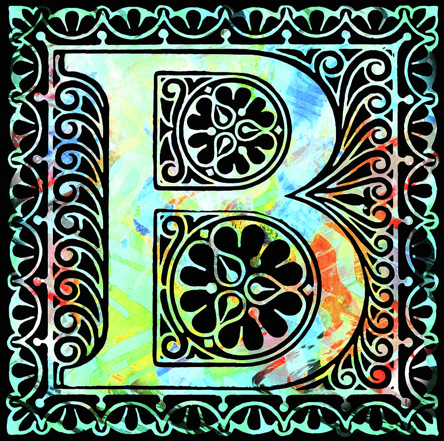 Letter Mixed Media - Colorful Ancient Alphabet Letter B Black by Georgiana Romanovna
