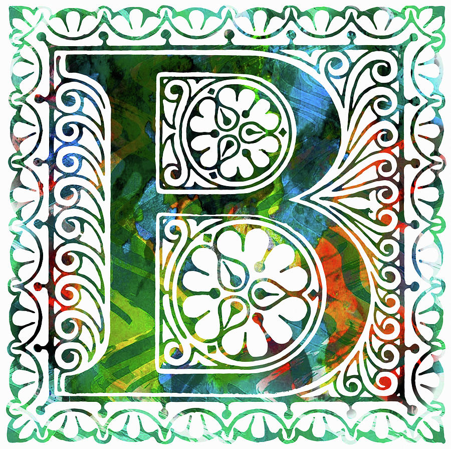Letter B Mixed Media - Colorful Ancient Alphabet Letter B by Georgiana Romanovna