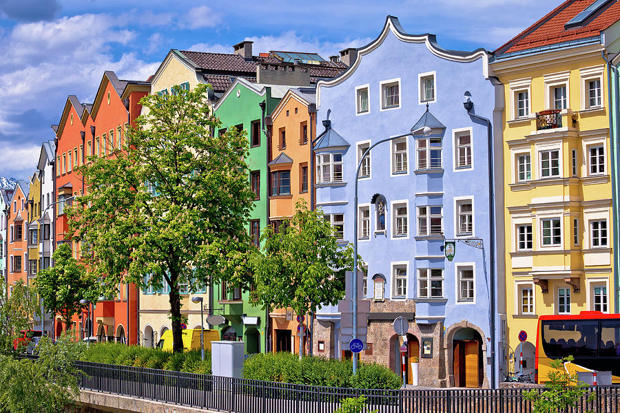 Colorful architecture od Innsbruck riverfront view Photograph by Brch Photography