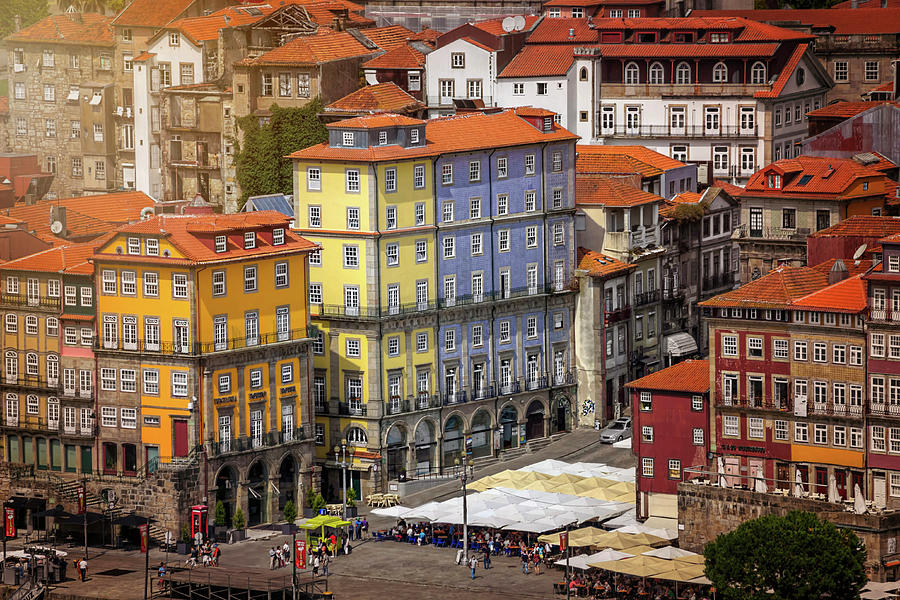 Vintage Photograph - Colorful Architecture of Ribeira Porto  by Carol Japp