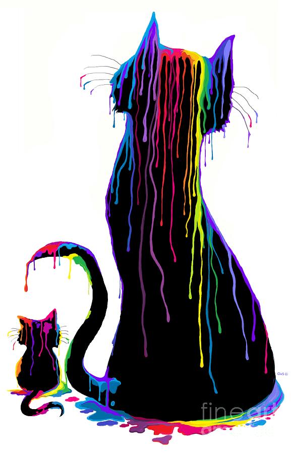 Colorful Artistic Cats Digital Art by Nick Gustafson