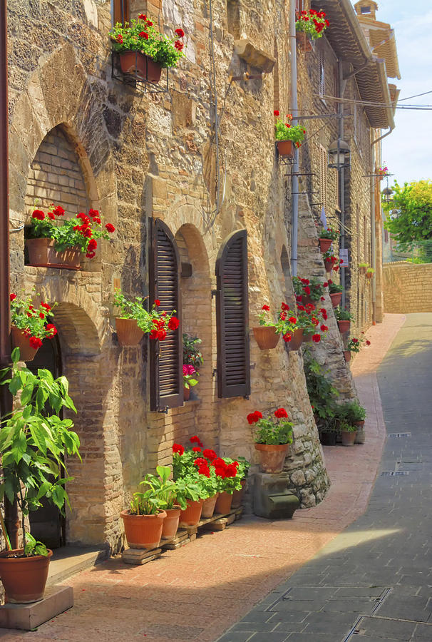 Colorful Assisi Italy Side Street Photograph by Doug Holck
