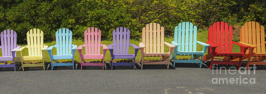 Colorful Beach Adirondack Chairs Photograph by Dale Powell