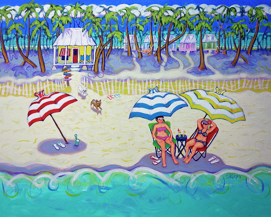 Colorful Beach Hideaway Painting by Rebecca Korpita