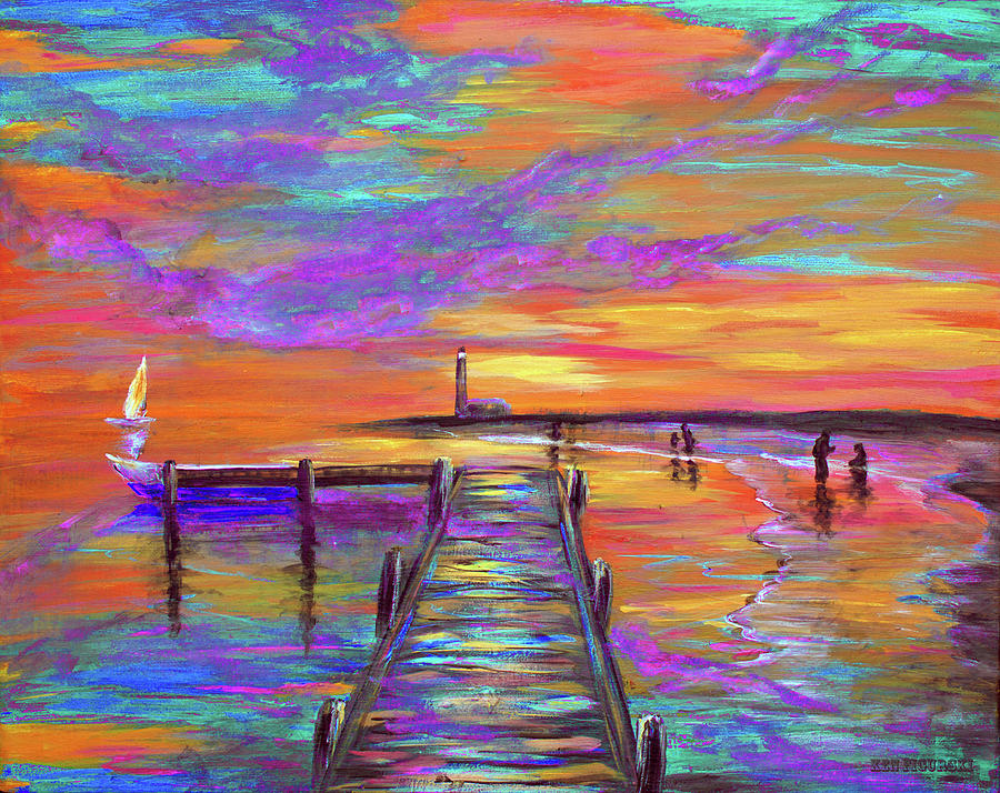 Colorful Beach Sunet Vari Painting by Ken Figurski