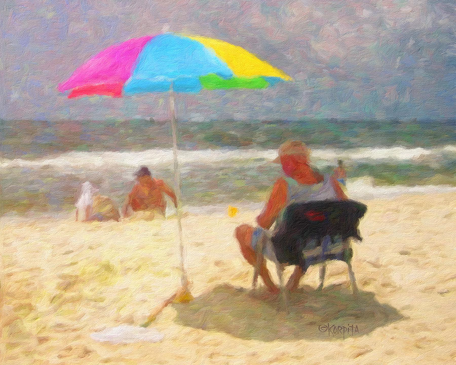 Colorful Beach Photograph - Colorful Beach Umbrella Seashore - Beach Time by Rebecca Korpita