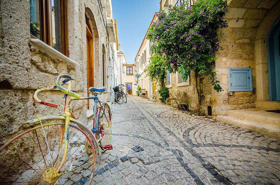 Colorful Bike in an Alacati Street Photograph by Anthony Doudt