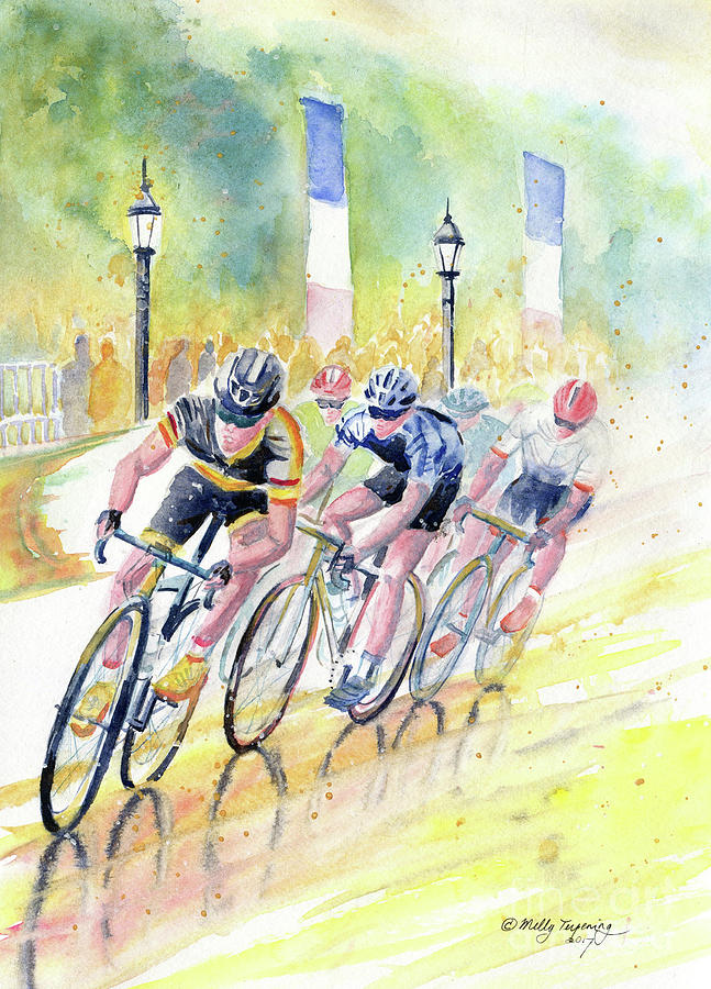Colorful Bike Race Art Painting by Melly Terpening