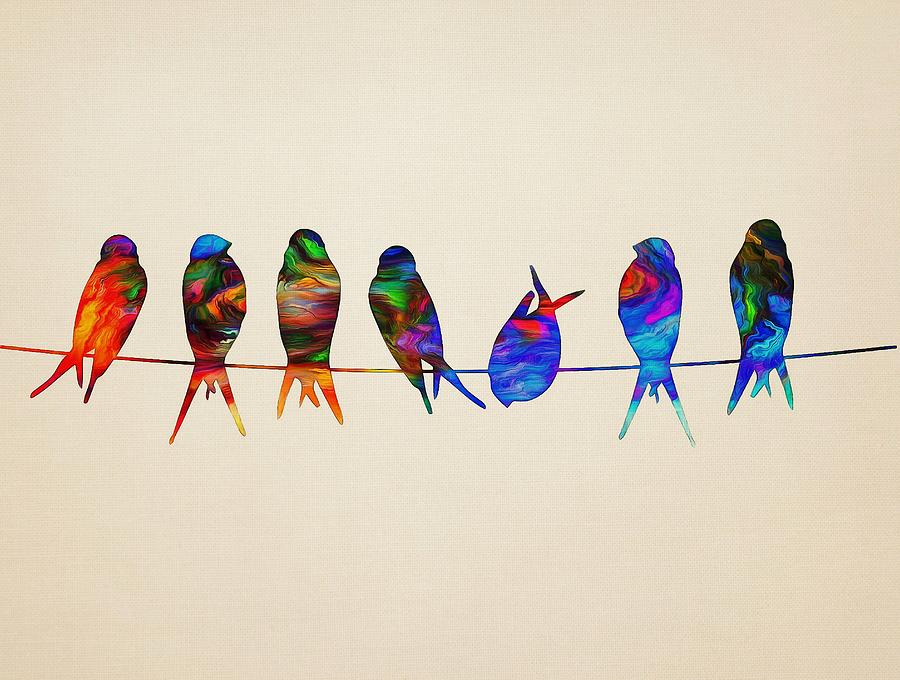 Colorful Birds Painting by Lilia D