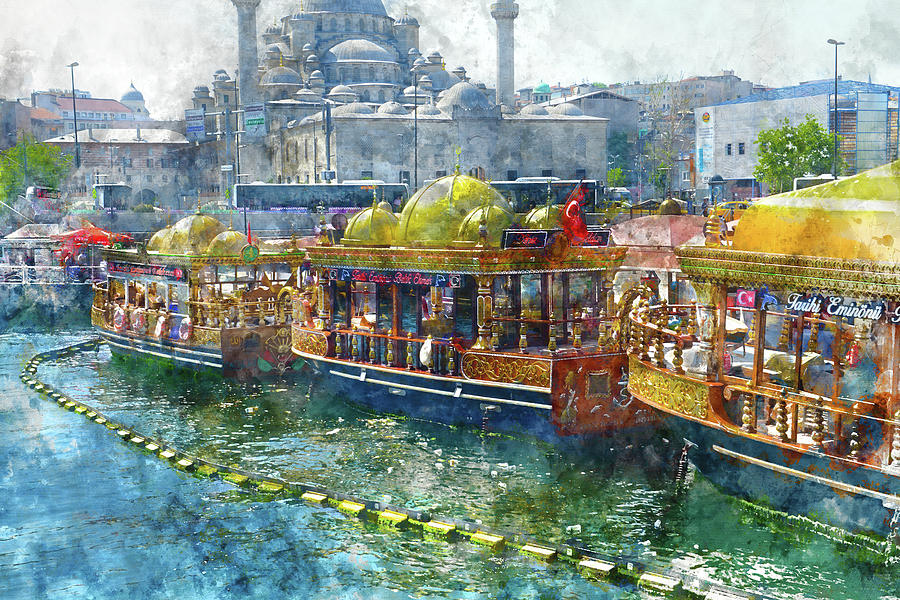 Colorful Boats in Istanbul Turkey Photograph by Brandon Bourdages