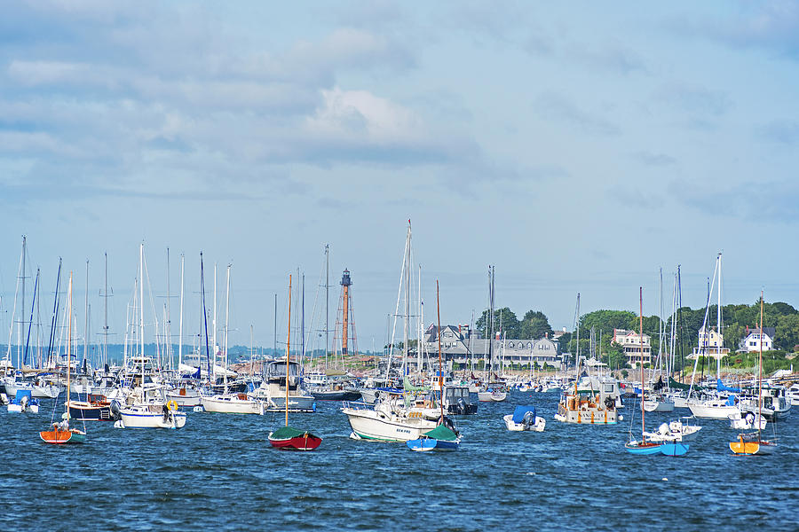 Colorful Boats Lined in Marblehead Harbor Marblehead MA Chandler Hovey Park Photograph by Toby McGuire