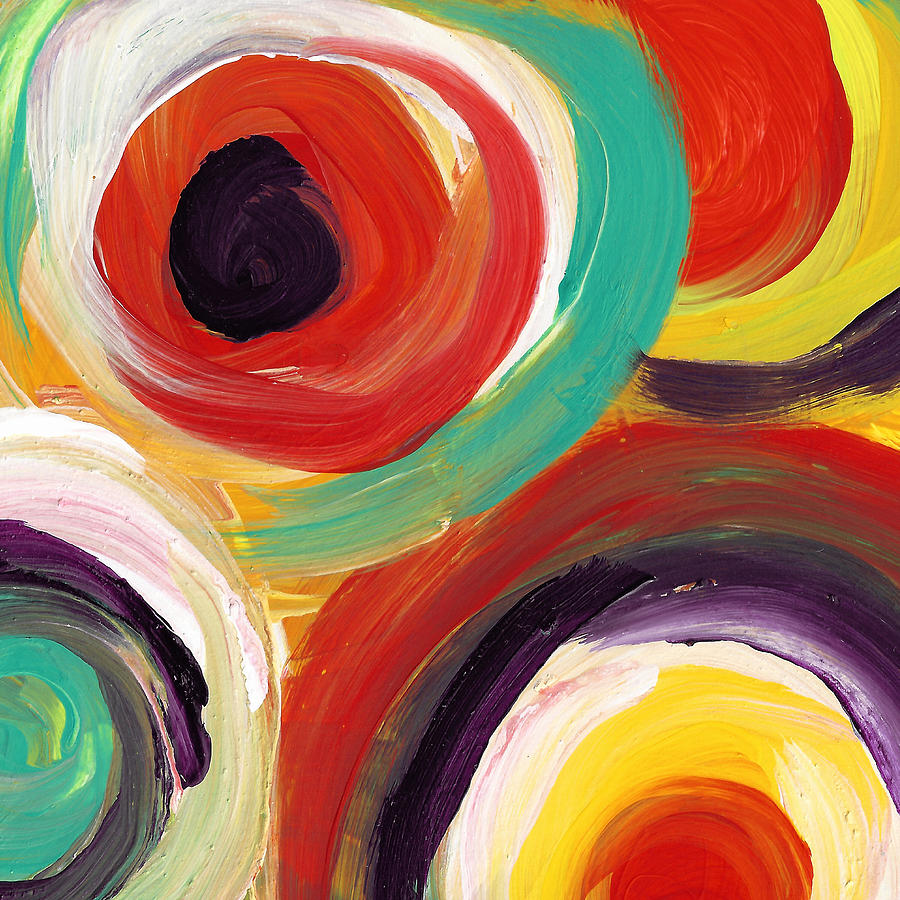 Colorful Bold Circles Square 2 Painting by Amy Vangsgard