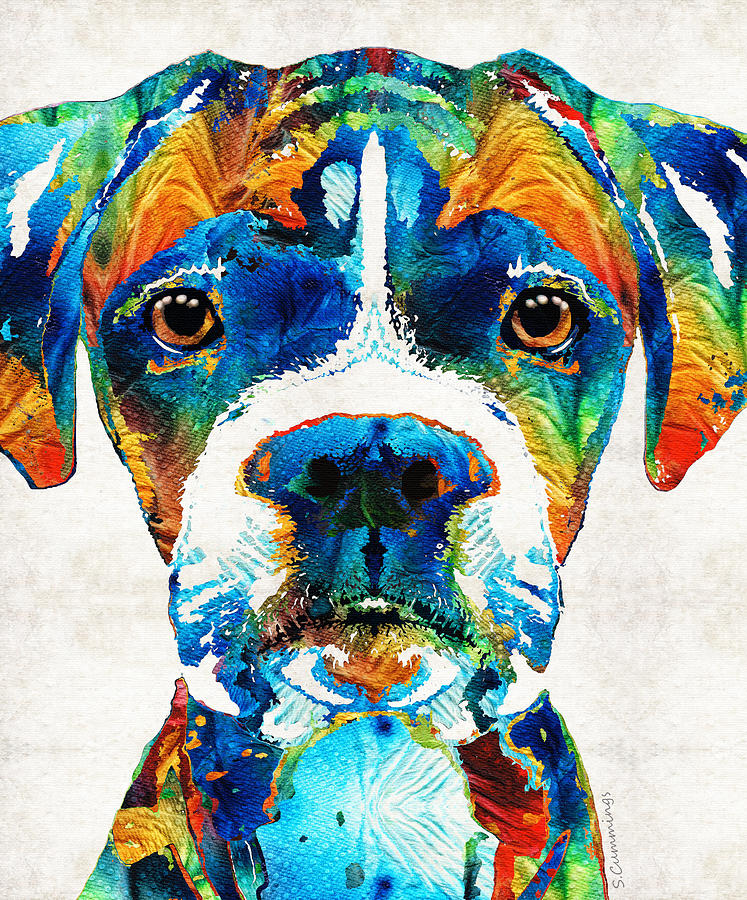Boxer Painting - Colorful Boxer Dog Art By Sharon Cummings  by Sharon Cummings