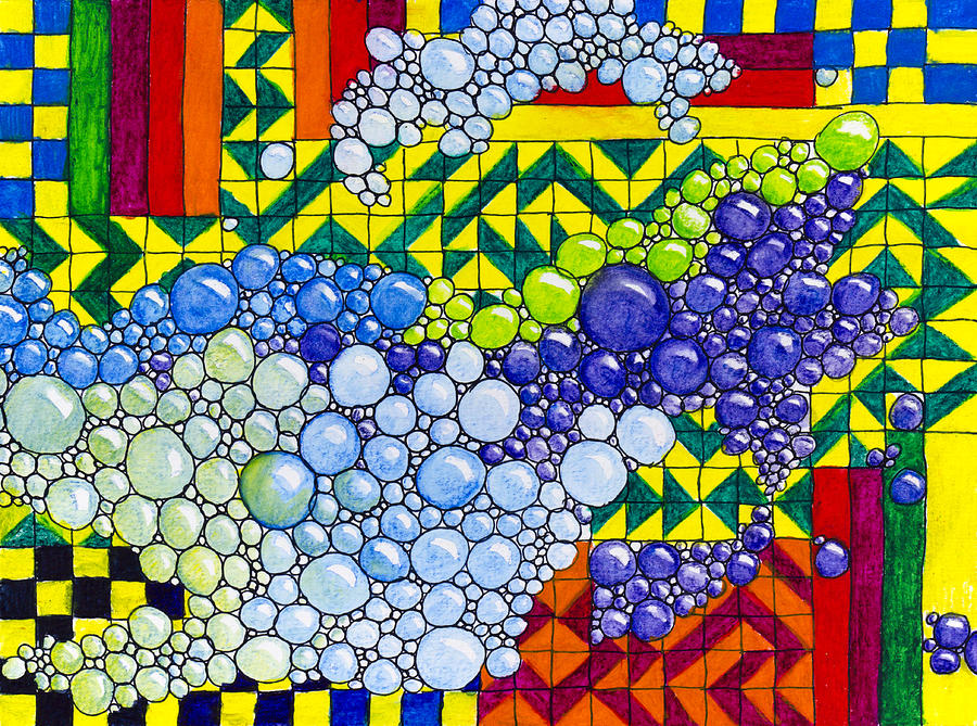 Colorful Bubbles on Tiles Painting by Lynn Hansen