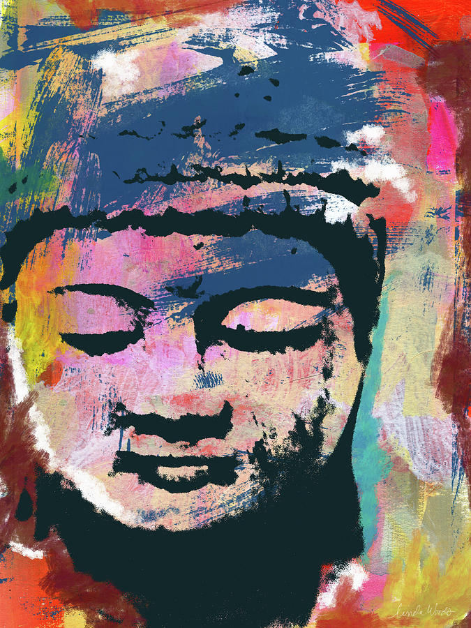 Colorful Buddha 1- Art by Linda Woods Mixed Media by Linda Woods - Fine ...