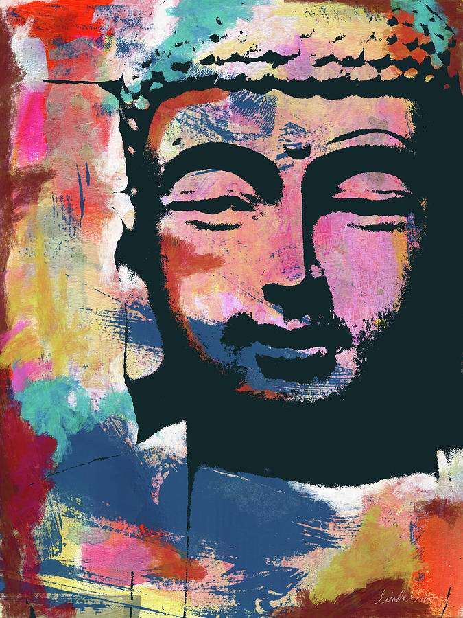 Buddha Mixed Media - Colorful Buddha 2- Art by Linda Woods by Linda Woods