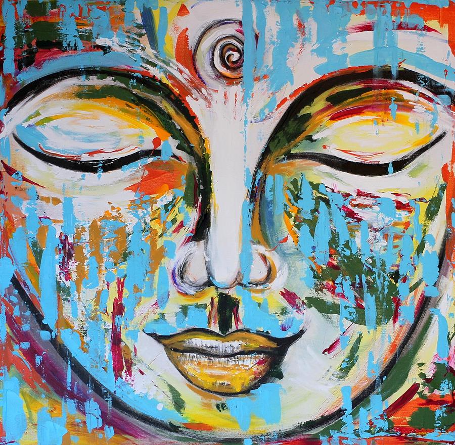 Colorful Buddha Painting by Theresa Marie Johnson