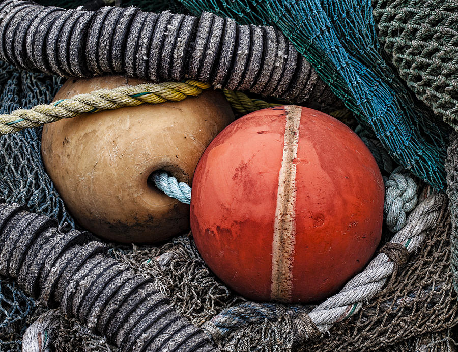 Oregon Photograph - Colorful Buoys and Nets by Carol Leigh