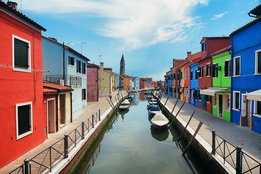 Colorful Burano canal Photograph by Songquan Deng