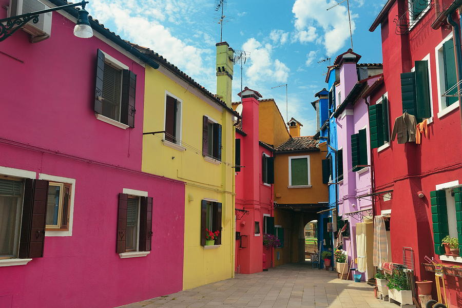 Colorful Burano street view Photograph by Songquan Deng