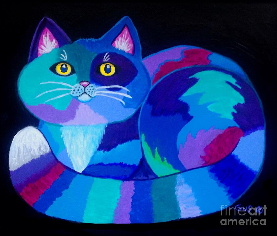 Colorful Calico Cat Digital Art