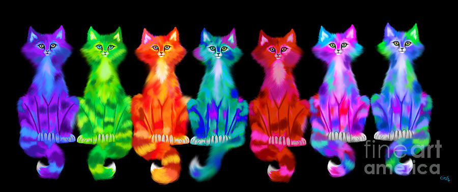 Colorful Calico Cats Digital Art by Nick Gustafson