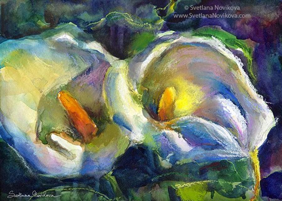 Impressionism Photograph - Colorful Calla Flowers Painting By by Svetlana Novikova