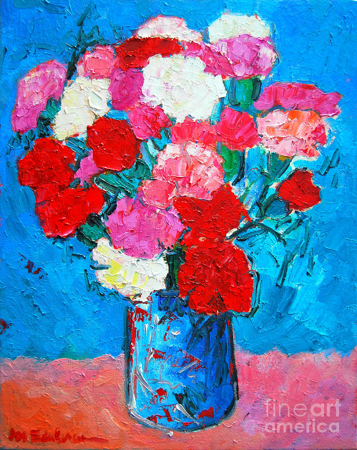 Colorful Carnations Painting by Ana Maria Edulescu