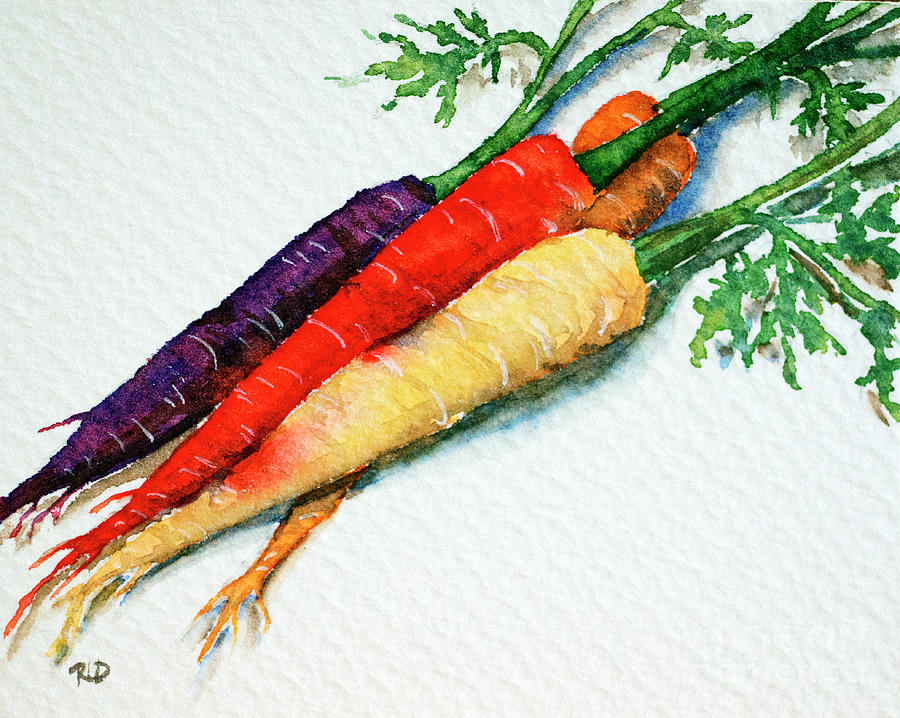Colorful Carrots Painting by Rebecca Davis