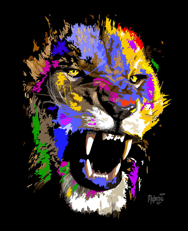 Wildlife Painting - Cat Snarl by Anthony Mwangi