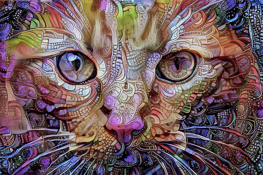 Colorful Cat Art Digital Art by Peggy Collins