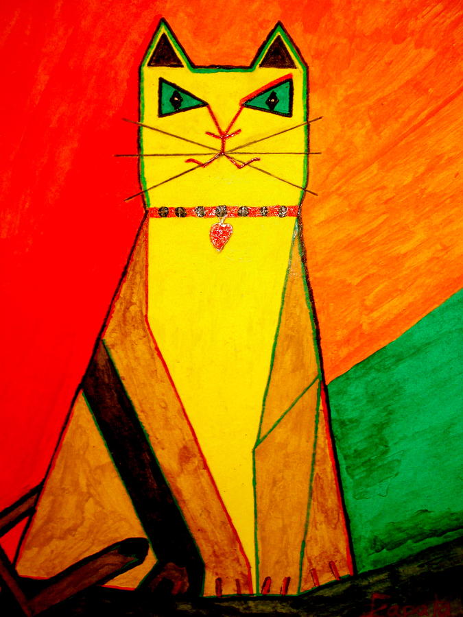 Colorful Cat Painting by Felix Zapata
