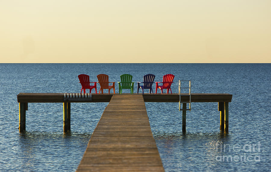 Colorful Chairs Overlooking Bay Photograph by Inga Spence