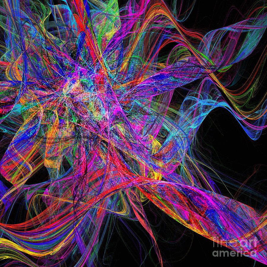 Rainbow Colorful Chaos Abstract Digital Art by Andee Design