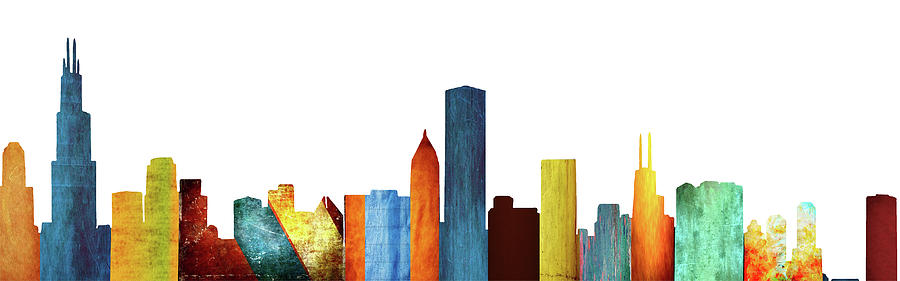 Colorful Chicago Skyline Digital Art by Art Spectrum