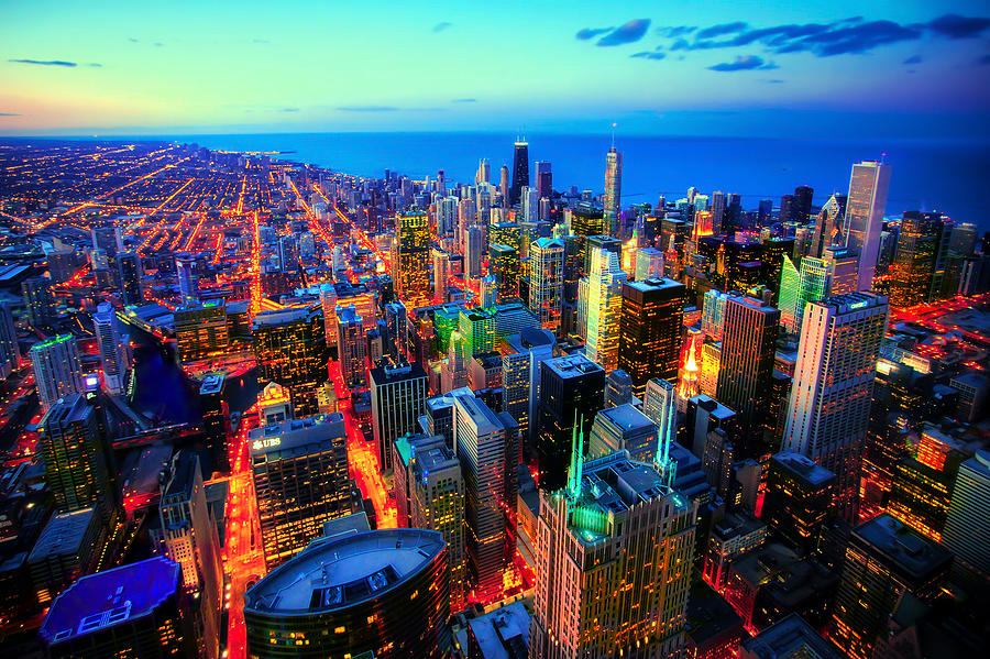 Colorful Chicago Skyline Photograph by Ron Fleishman