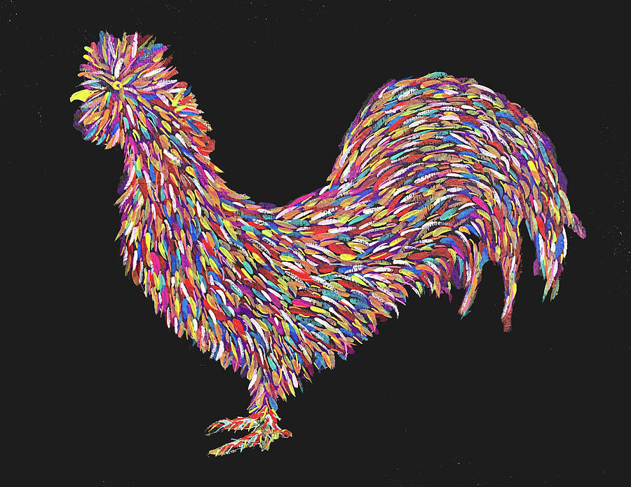 Colorful chicken Mixed Media by Lynn Colwell