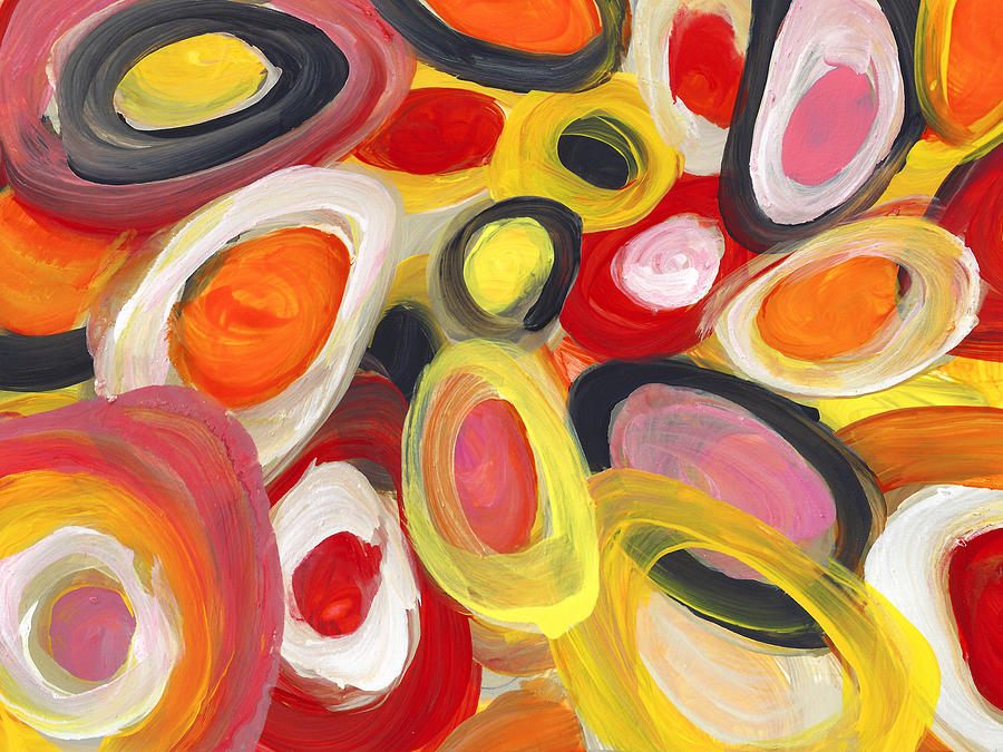 Abstract Painting - Colorful Circles in Motion 2 by Amy Vangsgard