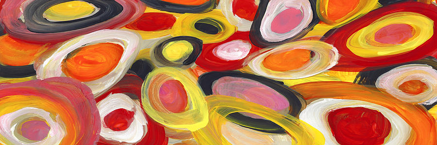 Abstract Painting - Colorful Circles in Motion Panoramic Horizontal by Amy Vangsgard