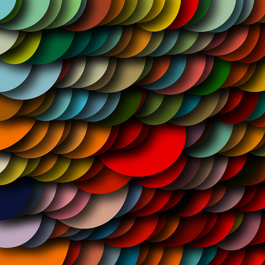 Circles Digital Art - Colorful Circles With Shadows by Matthias Hennig