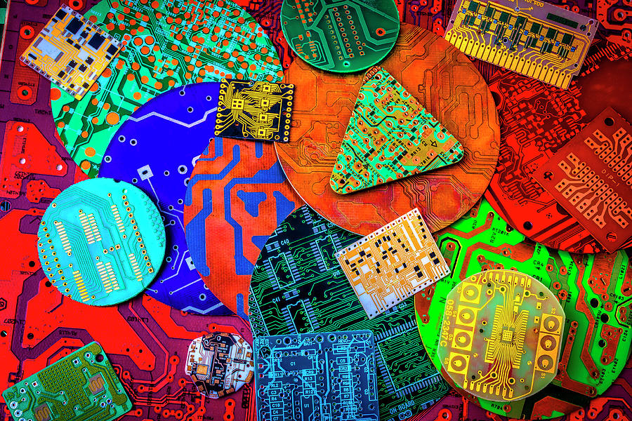 Colorful Circuit Boards Photograph by Garry Gay
