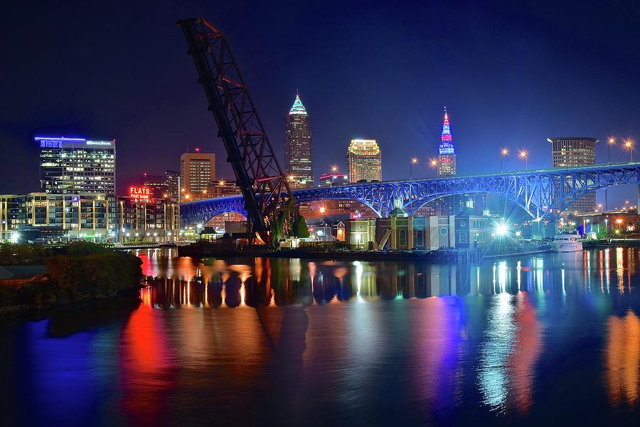 Colorful Cleveland Lights Shimmer Bright Photograph by Frozen in Time Fine Art Photography