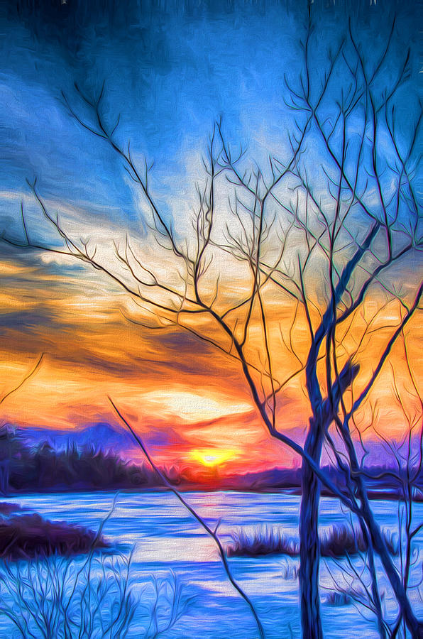 Colorful Cold Sunset Digital Art by Beth Sawickie