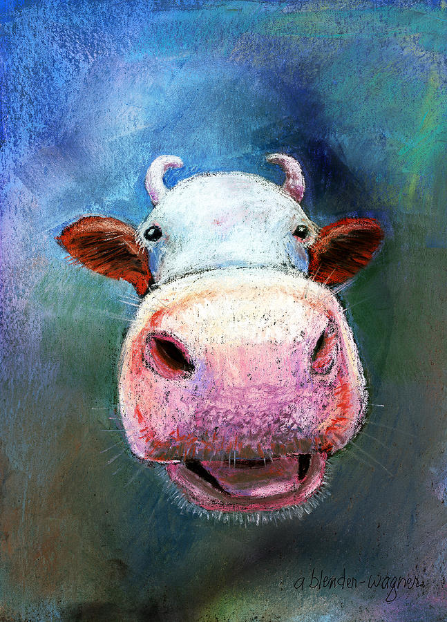 Colorful Cow  Pastel by Arline Wagner