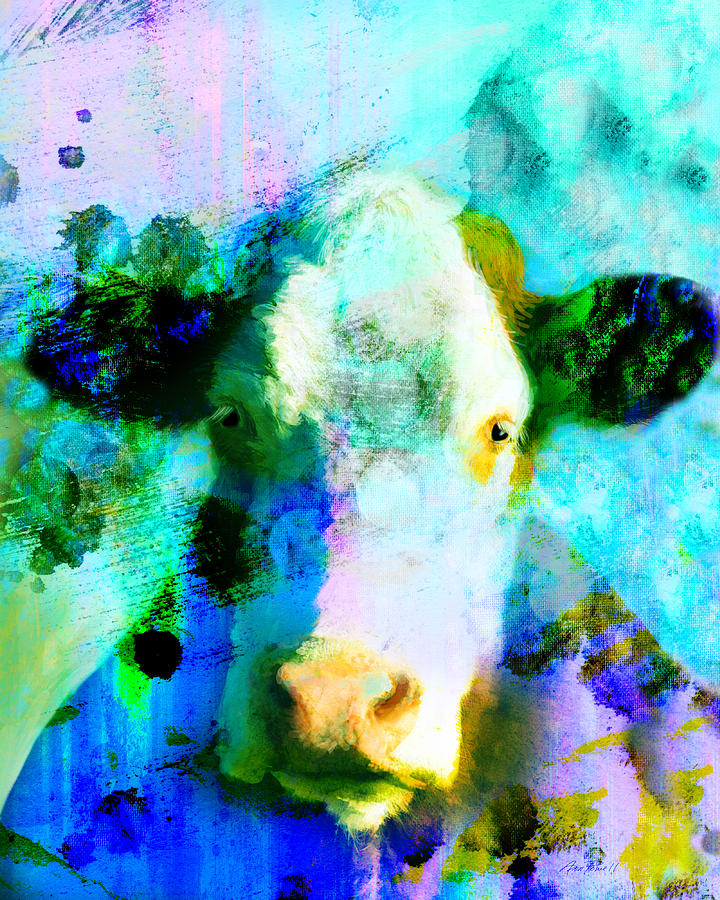 Colorful Cow Art  Digital Art by Ann Powell