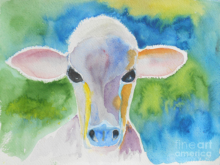 Colorful Cow Painting by Christine Lathrop