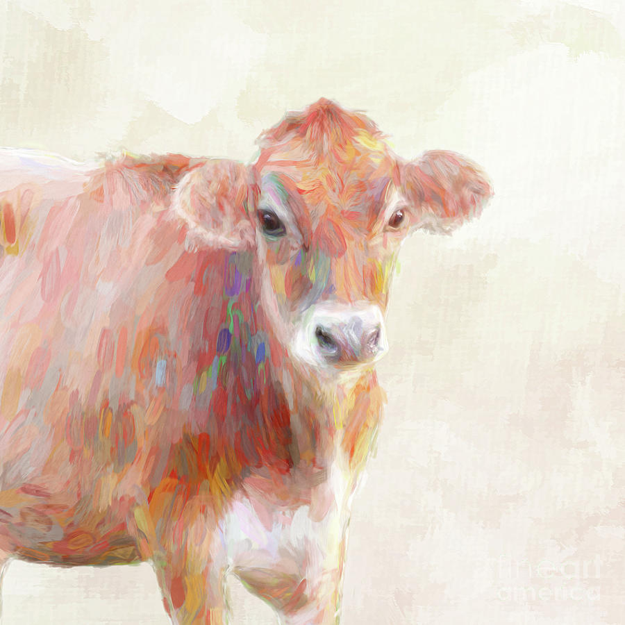 Colorful Cow Digital Art by Jayne Carney